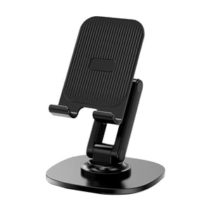 Tauxra Support téléphonique pour bureau 360 Degré Rotation Hauteur réglable pliable Cell Phone Stand pour le bureau et la maison noir