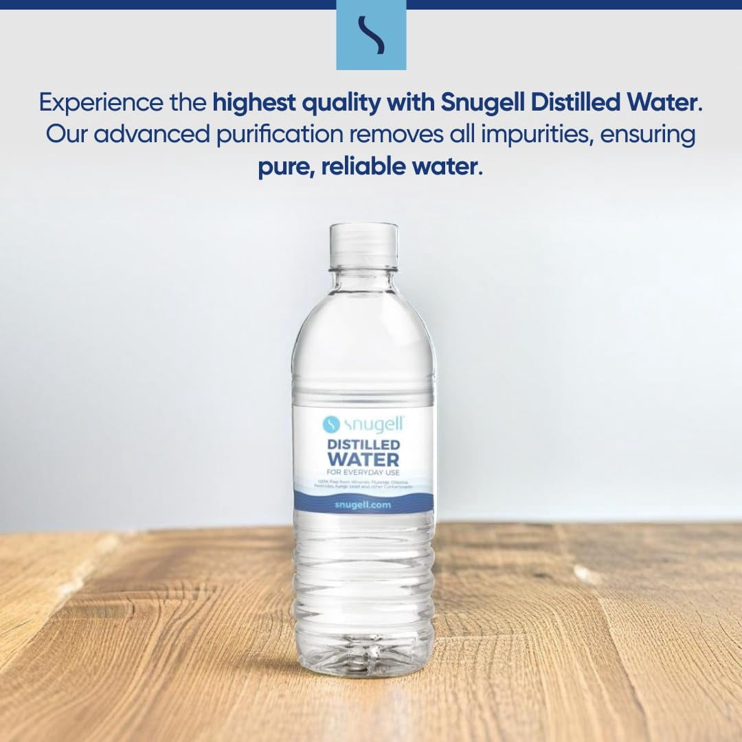 Snugell Distilled Water 16.9 oz Bottles 12-Pack | Pure, Safe, Clean, Ultra-Filtered | BPA Free | Convenient Everyday Use Distilled Water | Made in USA
