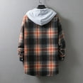 thumbnail image 3 of CHEEREAM Mens Casual Flannel Plaid Hoodies Fall Fashion Button Down Shirts Long Sleeve Cute Lightweight Jacket Coats Army Green M, 3 of 6