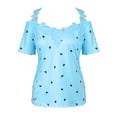 thumbnail image 2 of Gvmfive Women Short Sleeve Cold Shoulder Lace Tops T Shirt V Neck Casual Loose Blouse, 2 of 8