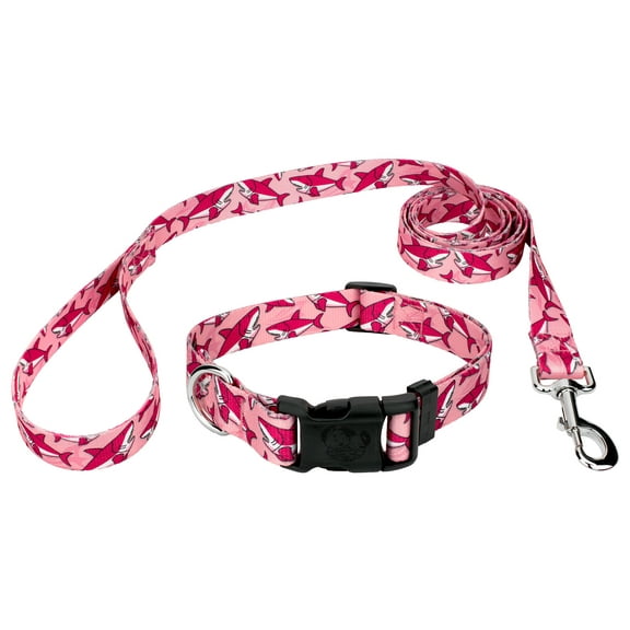 Country Brook Petz® Deluxe Pink Sharks Dog Collar and Leash, 2XS
