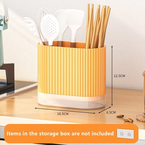 Utensil Holder for Kitchen Counter | Kitchen Utensil Holder | Plastic Countertop Organizer for Kitchen, Yellow 1 Pack