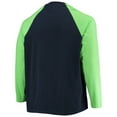 thumbnail image 3 of Men's New Era College Navy/Neon Green Seattle Seahawks Big & Tall League Raglan Long Sleeve T-Shirt, 3 of 3