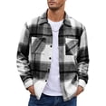 thumbnail image 1 of Camisas de franela para hombre, chaqueta informal con botones a cuadros, 1 of 6