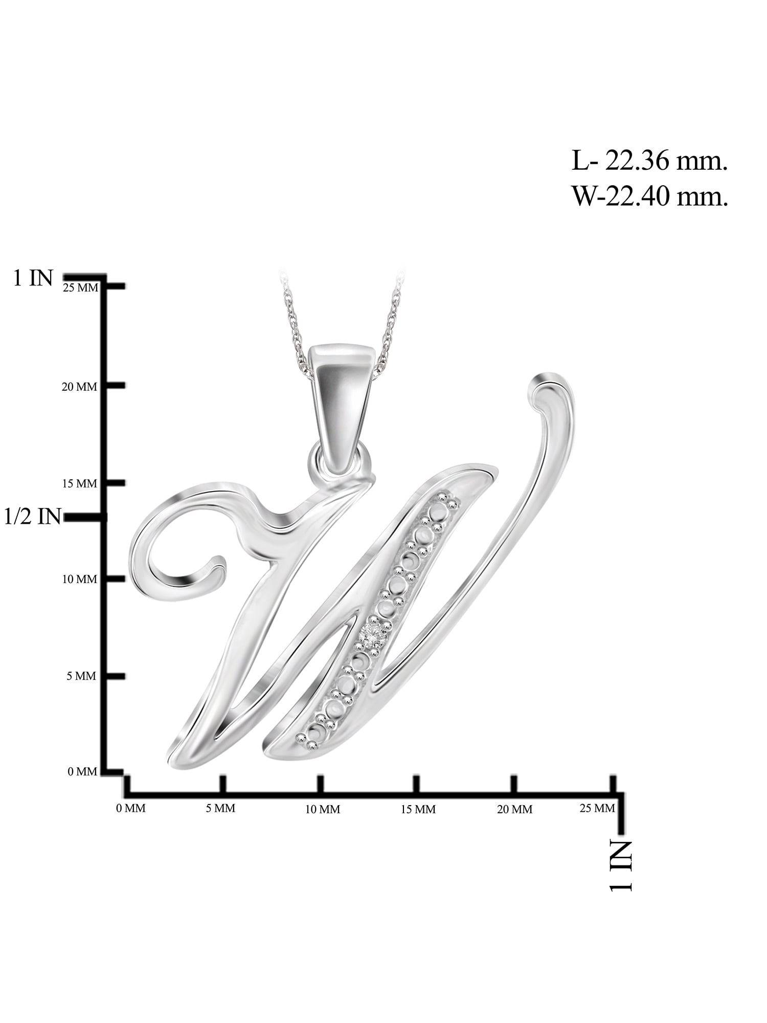 JewelersClub Accent White Diamond Initial Letter Pendant Necklace for Women | Customizable .925 Sterling Silver W Alphabet Monogram Necklaces for Girls | Personalized Jewelry Gift for Her