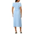 thumbnail image 3 of INSPIRE CHIC Women's 2024 Casual Short Sleeve Wrap V Neck Flowy Pleated Midi Dress with Belt, 3 of 5