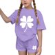 thumbnail image 1 of Vestido de manga corta para niños Día de San Patricio impreso conjunto de dos piezas niñas casual cuello redondo blusa y pantalones cortos, 1 of 6