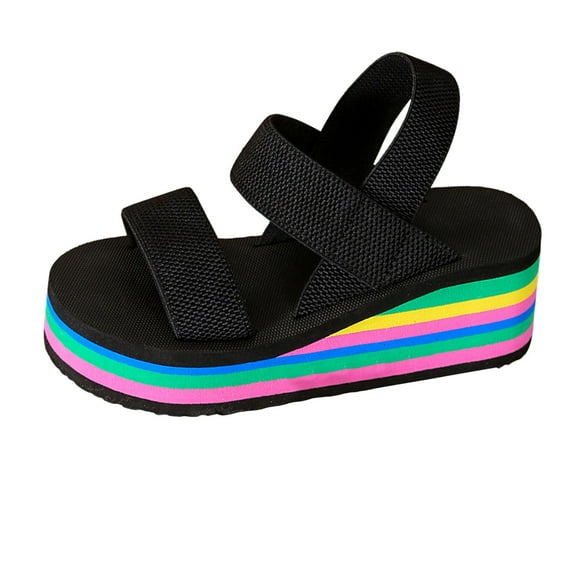 Daolelai Women's Sandals Fashion Outer Wear Roman Women's Sandals Flat Wedge Heel Beach Shoes
