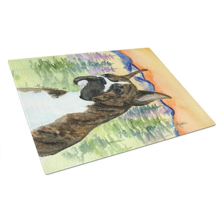 

Carolines Treasures SS8199LCB Boxer Glass Cutting Board Large 12H x 16W multicolor