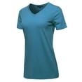 thumbnail image 2 of A2Y Women's Basic Solid Premium Cotton Short Sleeve V-neck T Shirt Tee Tops Teal XL, 2 of 6