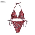 thumbnail image 2 of Bikini de fiesta en la playa de verano para mujer con estampado de rayas pequeñas, 2 of 7