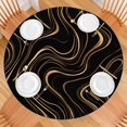 thumbnail image 2 of Black Gold Wave Marble Pattern Round Fitted Tablecloth with Elastic Edge,Dining Table Cover Waterproof,Outdoor Round Tablecloth for Camping,Dining,Indoor and Outdoor, 2 of 7