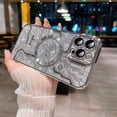 thumbnail image 2 of for iPhone 13 Pro Max Phone Case Glitter, Compatible with Magsafe Magnetic Cases, Transparent Luxurly Plated Sparkly Design, Soft Shockproof Camera Lens Protective Back Cover, Silver, 2 of 12