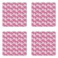 thumbnail image 1 of Floral Coaster Set of 4, Orchid Blossoms in Pink and Mint Shades and Grunge Effect Tropical Plant, Square Hardboard Gloss Coasters, Standard Size, Multicolor, by Ambesonne, 1 of 2