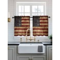 thumbnail image 2 of Vintage American Flag Tier Curtains 36 Inch Length,Sheer Curtains for Bedroom Living Room Window Farmhouse Shabby Retro Red Blue Small Half Window Kitchen Curtains & Drapes 27.5"x36" 2 Panels, 2 of 6