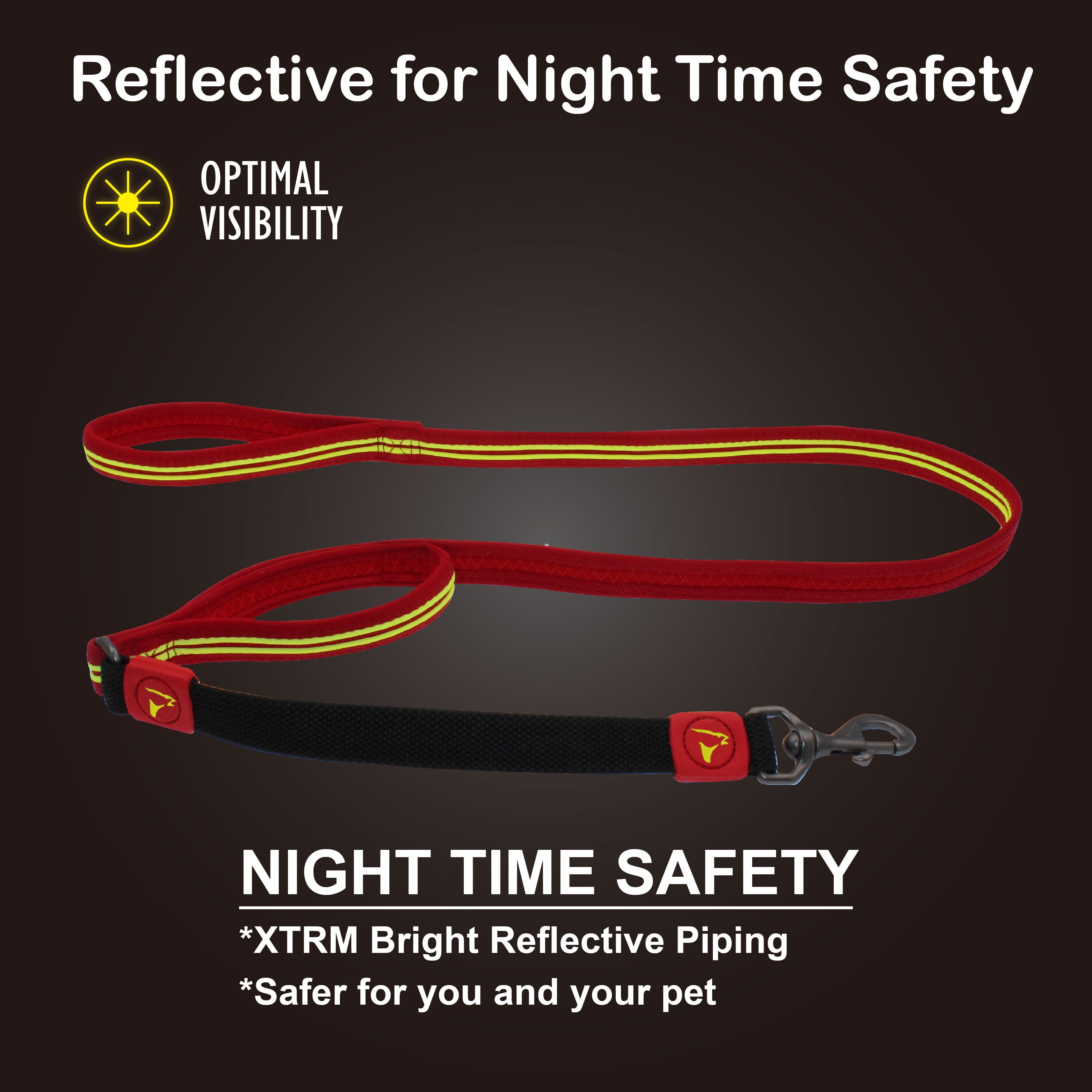 DOCO Solar Shock Absorbing Reflective Mesh Bungee Leash with Double, Traffic Handle for Walking and Training of Small, Medium and Large Dogs