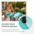 thumbnail image 5 of Round Outdoor Tablecloth with Umbrella Hole and Zipper, Turquoise Stripes Fitted Table Cover with Elastic Edge for 45-54 Inch, Vintage Farmhouse Ripple Texture Art Waterproof Patio Tablecoths, 5 of 9