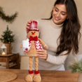 thumbnail image 7 of Christmas Gingerbread Man, Retractable Leg Standing Gingerbread Man Fabric Doll, Soft Stuffed Holiday Figurine, Plaid Cloth Standing Ornament for Mantel Shelf Tabletop, Home Holiday Party, 7 of 7