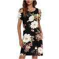thumbnail image 1 of Pompotops Mode Coton et Lin Col Rond Manches Longues Solide Demi-Manche Robe Femmes, 1 of 6