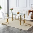 thumbnail image 4 of JHOOTUUO 1 table with 6 chairs  transparent tempered glass tabletop  thickness of 0.3 feet  golden metal legs  paired with plastic armless crystal chair  gold-plated metal legs. T-003 TW-, 4 of 27
