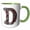 Green/White, variant on 3drose, Pretty Image of Ruby Jeweled Monogram Letter D, 11oz Two-tone Blue Mug