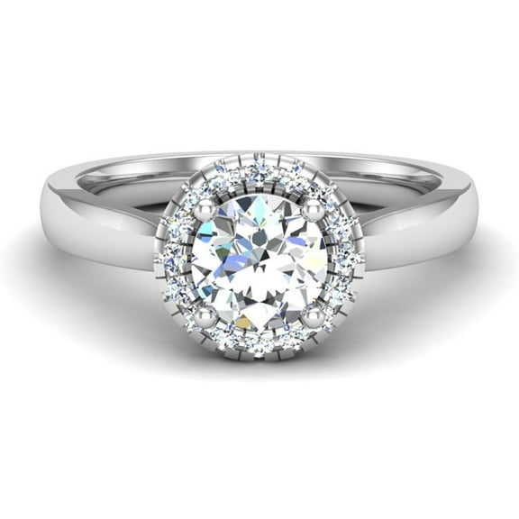 Veda Jewel 1.86 Ct Round Lab Lab-Created Diamond Halo Engagement Ring - 14K White Gold Plated Rings for Wife - Ideal for Weddings and Special Occasions - Beautiful Gift for Her with Classic Prong