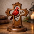 thumbnail image 6 of Handcrafted Cardinal Cross Ornament, Red Birds Decoration Easter Ornaments, Wooden Memorial Gift with Crimson Cardinal ranch Design for Bereavement Sympathy for Home, Office, or Church Decor, 6 of 6