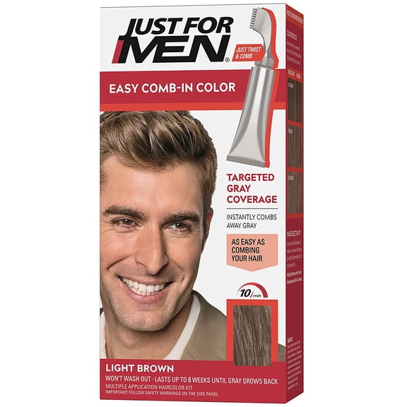 Just For Men Easy Comb-In Color Mens Hair Dye,, Light Brown - Kit