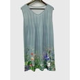 thumbnail image 4 of Nyfairy Women's Plus Size Sleeveless V Neck Bottom Printed Straight Pleated Dress, Casual Loose Summer Tunic Dress, 4 of 5