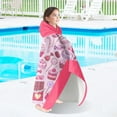 thumbnail image 2 of Girls Hooded Beach Towels for Kids Ages 4-8 ,Candy Cake Theme Kids Hooded Bath Towels Wrap for Toddler Teen Girls 30x50 inch Quick Dry Pink Toddler Towel Girl Perfect for Beach Pool Swimming, 2 of 7