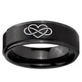 thumbnail image 2 of Infinity Love 8MM Step Edge Brush Black Tungsten Men Ring, 2 of 2