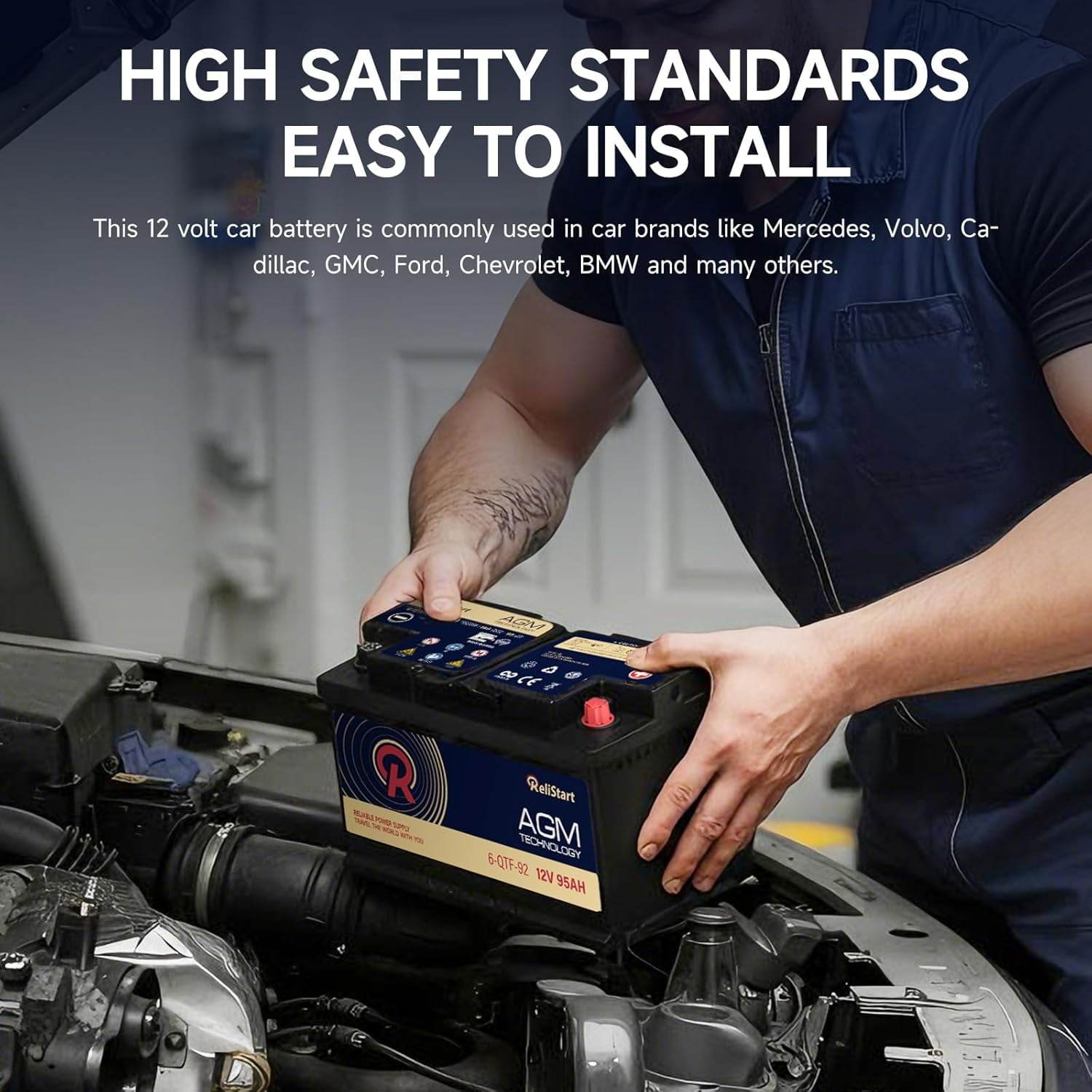 12V 95Ah AGM High Performance Battery H8 900CCA 160RC Deep Cycle Starting Power Battery