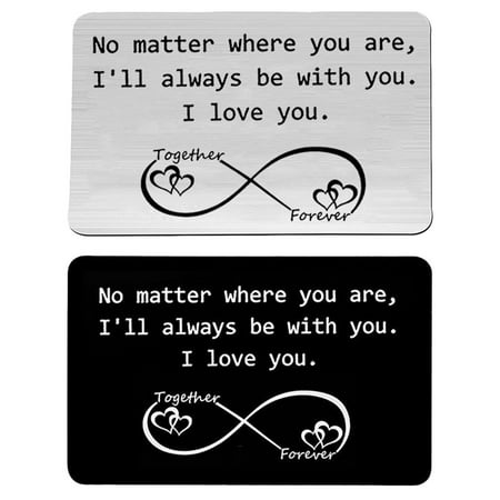 

2pcs Valentine s Day Engraved Word Wallet Inserts Stainless Steel Gift Cards