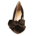thumbnail image 5 of FSJ Women Elegant Pointed Toe Bowknot Pumps Slip on Mid Kitten Heels Comfortable Date Dressy Velvet Shoes Size 8 Brown, 5 of 6