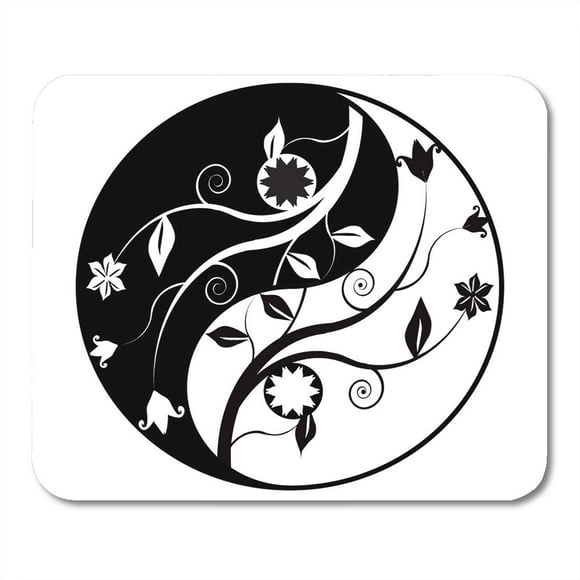 JSDART Yoga White Ying Yin Yang Symbol Ornaments Black Spiritual Mousepad Mouse Pad Mouse Mat 9x10 inch