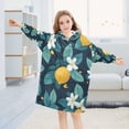 thumbnail image 5 of FORMRS Wearable Blanket Hoodie with Sleeves for Kids Cozy Flannel Sweatshirt, Lemon Leaves, 5 of 7