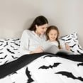 thumbnail image 4 of Feelyou Kids Halloween Bat Bedding Comforter Set 7pcs, Gothic Horror Animal King Bedding Sets, White Black Reversible Bed Sheets, Breathable Home Decor, 3 Pieces, 4 of 7