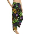 thumbnail image 3 of Kdxio Women's Comfy Stretch Mardi Gras SurfacePrint Drawstring Pajama Pants-Large, 3 of 9