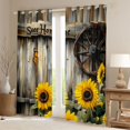 thumbnail image 2 of Homewish Kawaii Butterflies Sunflower Black Out Curtains,Rustic Farmhouse Cabin Curtains Pack of 2 (42x63 Each),Old Wooden Board Bedroom Curtains For Bots Kids,Super Cozy Room Decor, 2 of 6