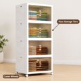 Folding Storage Bins with Wheels and Doors, 4 Tier Collapsible Plastic ...