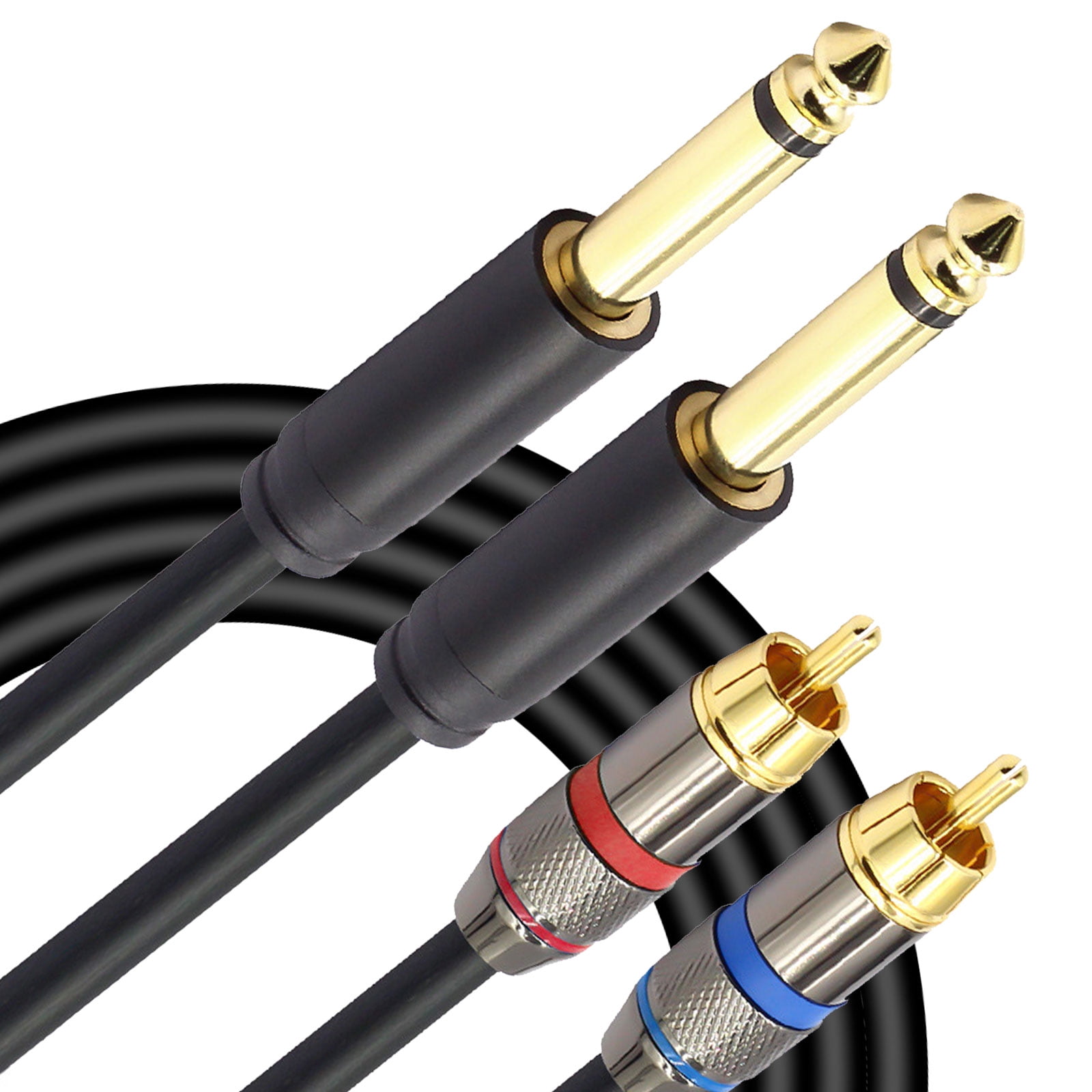 RCA to 1/4 Cable, EEEkit Quarter inch TRS Jack to RCA (Dual 6.35mm Stereo to 2 RCA) Audio Y
