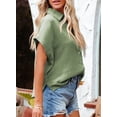 thumbnail image 3 of Asyoly Womens Tops Casual Solid  V Neck Button Down Shirts for Women Basic Short Sleeve Blouse, 3 of 5