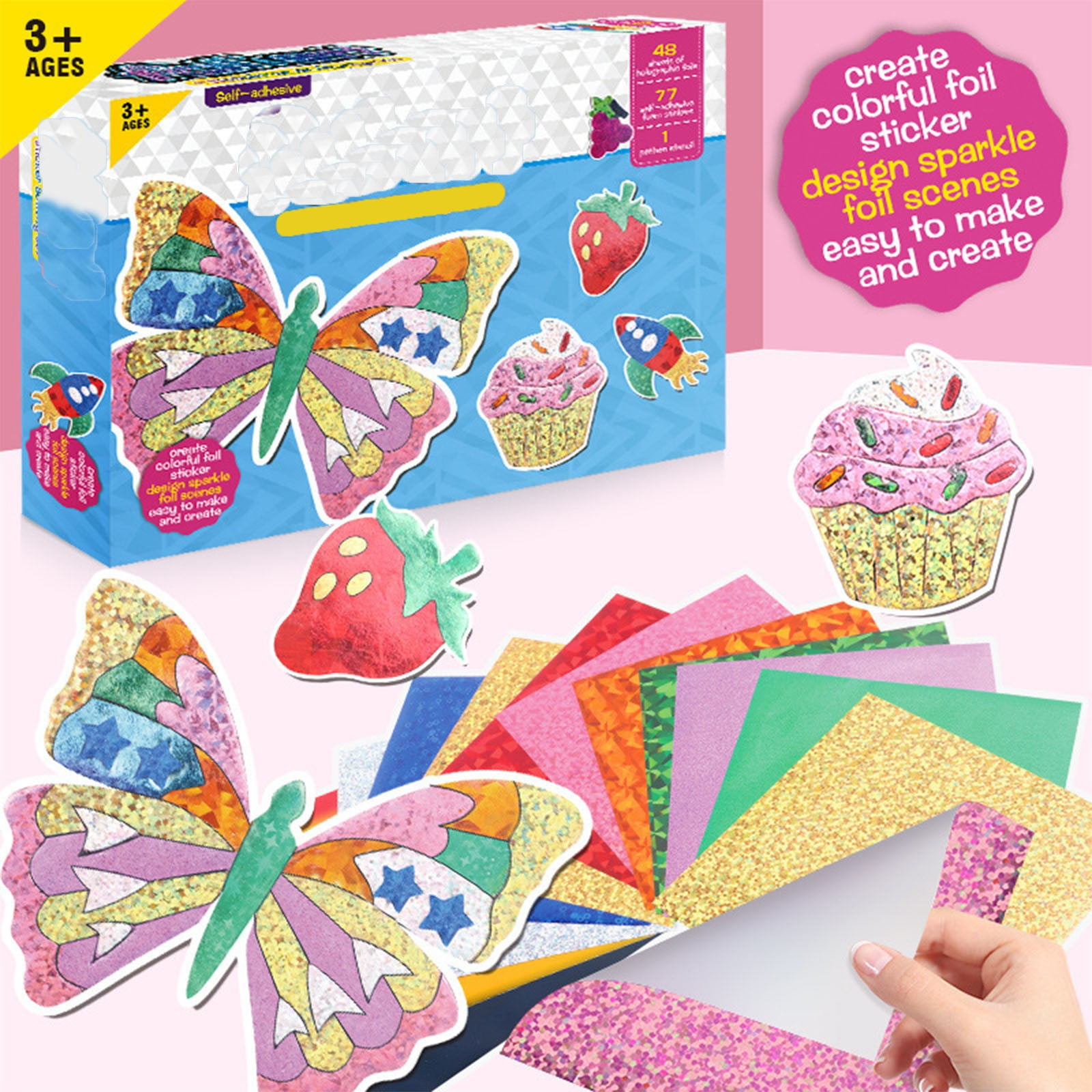 YUNAFFT Foil Art Kit for Kids - Foils Fun Craft Kits & Supplies, Foil Foam Stickers Art Craft Activity, Creative Activity Birthday Christmas Gift Travel Toys