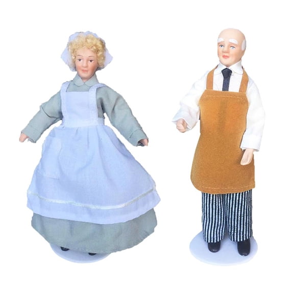 Paquete de 2 muñecas miniatura 1/12, modelo de hombros y piernas móviles, regalos de cumpleaño Zulema Muñecas de porcelana de casa de muñecas