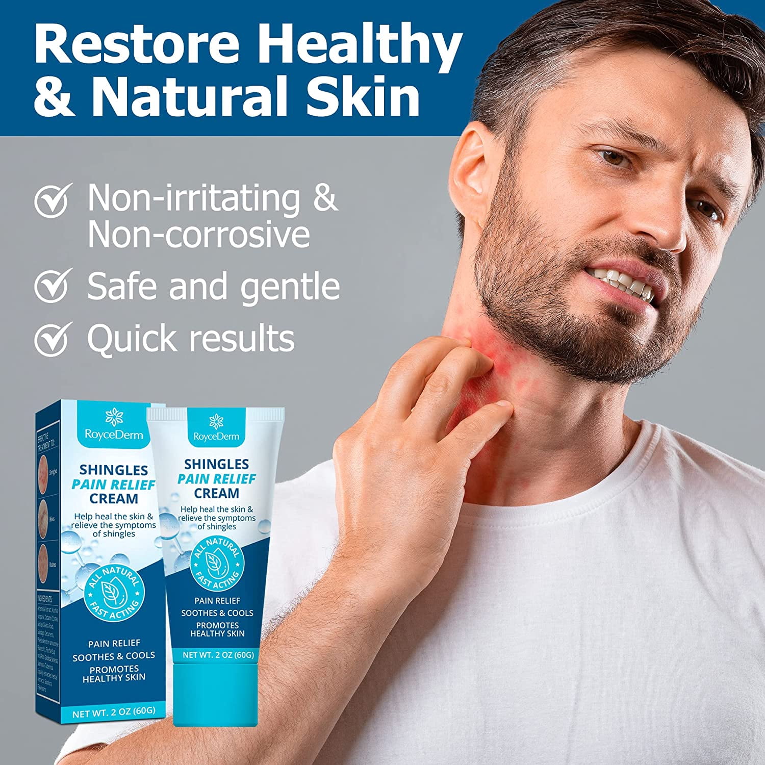 Shingles Treatment, Anti Itch Cream Extra Strength Shingles Pain Relief Cream, Itchy Relief Cream Shingles Skincare Cream for Eczema, Shingles, Hives, Nerve Pain, and Rashes