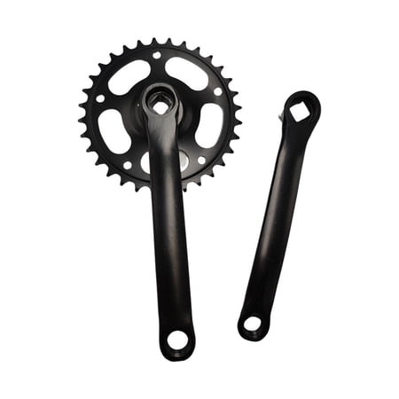 AMLESO Crankset,Mountain Bike Crank Arm Set,Iron Easy Installation 32T Chainring Square Taper Single Speed for Mountain Bike Black