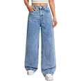 thumbnail image 3 of QURATI Women's High Waisted Wide Leg Jeans Baggy Loose Trendy Denim Pants Cotton Stretchy Trousers with Pockets Womens Bottoms Light Blue S, 3 of 8