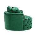 thumbnail image 4 of Swivel Barrel Chair, 360° Swivel Velvet Upholstered Lounge Sofa Chair with 3 Movable Pillows and Metal Base, Modern Leisure Club Chair Round Single Sofa for Living Room and Bedroom, Emerald, 4 of 7