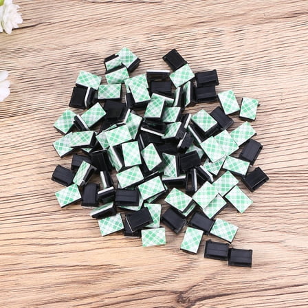OFFIGAM 100Pcs Black Adhesive Cable Clips Wire Organizer for Home Office Desk Cord Management