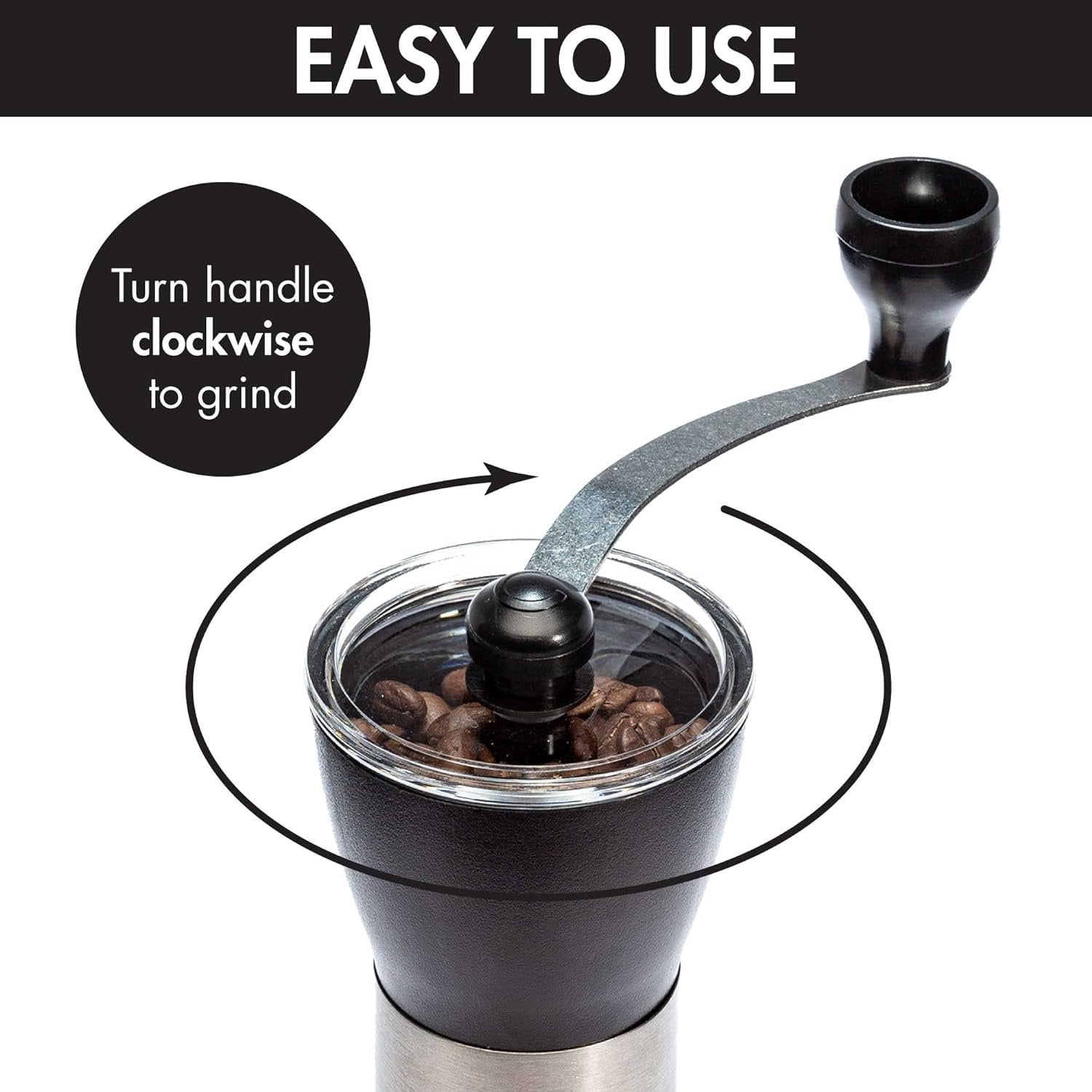 Primula Manual Adjustable Burr Coffee Grinder-Ceramic Mill & Brushed Stainless Steel Body-Whole Bean for French Press, Cold Brew, Espresso, Camping